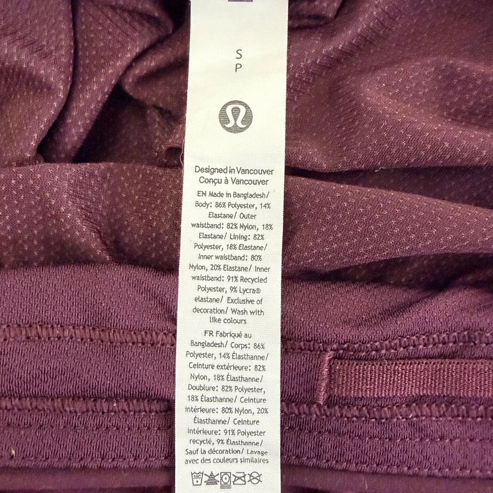 Women's Lululemon Speed Up High Rise Shorts Burgundy Size S Running